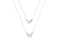 GGYTMQL 925 Collar de Mariposa de Mantequilla de Doble Capa para Mujeres Accesorios de joyería de Boda