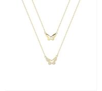 GGYTMQL 925 Collar de Mariposa de Mantequilla de Doble Capa para Mujeres Accesorios de joyería de Boda