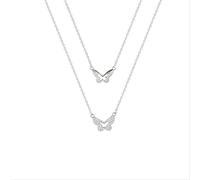 GGYTMQL 925 Collar de Mariposa de Mantequilla de Doble Capa para Mujeres Accesorios de joyería de Boda