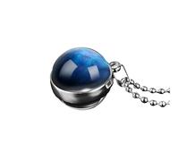 GGYTMQL 925 Collar de Planeta de Plata esterlina para Hombres y Mujeres, Collar del Sistema Solar del Sistema Solar del Sistema Solar Venus Venus Tierra Solar Collar de Vidrio, Collar de Collar