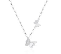 GGYTMQL 925 Collares de Mariposa Doble para Mujeres Collar de Cadena de clavícula Delicada Costilla pequeña Joyas Frescas
