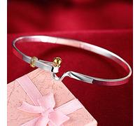 GGYTMQL 925 Corazón redondo Pulsera abierta para brazaletes para mujeres