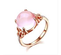 GGYTMQL 925 joyería cuarzo anillo de cristal rosa anillo rosa edición joyería de anillo residable