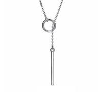 GGYTMQL 925 Joyería Fina Círculo de círculo Pendantes y Collares de Cadena Larga - Collar de Gargantilla de Bares