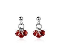 GGYTMQL 925 Pendientes de circón Rojo Pendientes de Borla Cortos geométricos Pendientes creativos Fashion and Elegant Party Jewelry Pendientes de Alta Gama