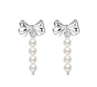 GGYTMQL 925 Pendientes de Plata esterlina, Pendientes de caída de Arco para Mujeres, Pendientes Blancos Colgantes, Elegantes Pendientes de Plateado de Plata, Regalo de joyería para el Día de San
