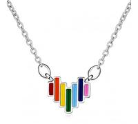 GGYTMQL 925 Rainbow Heart Charm Pendants Collar Charman Joya de Boda de Choker