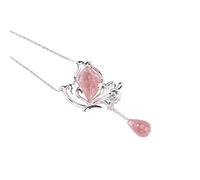 GGYTMQL 925 Silver Natural Strawberry Crystal Butterfly Colgante Cabina de clavícula