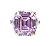 GGYTMQL 925 Sparling Silver Sparkling 14 * 16 mm Anillos de boda de topacio de diamantes de carbono para joyas para mujeres