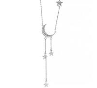 GGYTMQL 925 Tassel Long Star Moon Collar y Colgantes para Mujeres Joyas de Boda Chokers
