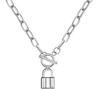 GGYTMQL Accesorios 925 Collar de alternancia de Monedas de Plata esterlina para Mujeres, Collar Colgante de Cadena de chicles de alternancia: Bloqueo y Llave, corazón, Colgante de Cadena de Monedas
