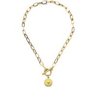 GGYTMQL Accesorios 925 Collar de alternancia de Monedas de Plata esterlina para Mujeres, Collar Colgante de Cadena de chicles de alternancia: Bloqueo y Llave, corazón, Colgante de Cadena de Monedas