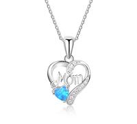 GGYTMQL Accesorios 925 Sterling Silver n Collares Colgantes con Forma de corazón Piedra ópalo Mejor Regalo de joyería para mamá Madre