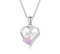 GGYTMQL Accesorios 925 Sterling Silver n Collares Colgantes con Forma de corazón Piedra ópalo Mejor Regalo de joyería para mamá Madre