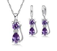 GGYTMQL Accesorios 925 Sterling Strain Clear Cubic Zirconia Cat Pending Pendientes de colaboración Joyería de Cristal para n