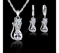 GGYTMQL Accesorios 925 Sterling Strain Clear Cubic Zirconia Cat Pending Pendientes de colaboración Joyería de Cristal para n