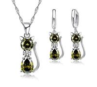 GGYTMQL Accesorios 925 Sterling Strain Clear Cubic Zirconia Cat Pending Pendientes de colaboración Joyería de Cristal para n