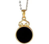 GGYTMQL Accesorios Collar Vintage S925 para Mujeres Gold Black Jade Hollow Ruyi Lock Handmade Jewelry Classen Collar Collar de Mujeres Regalo National Old Craft Old Craft