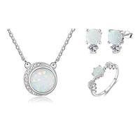 GGYTMQL Accesorios Juegos de joyería Nupcial para n 925 Collares de ópalo de Plata esterlina Anillos Paras COLICIONES Cúbicos Juegos de joyería Fina