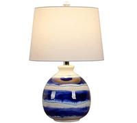 GGYTMQL Accesorios para lámparas de Mesa Tropical y Beach Art Deco, Pantalla de Tambor para lámparas de cabecera, lámpara de cerámica para tocador, iluminación Azul para el hogar de 21,2 Pulgadas de