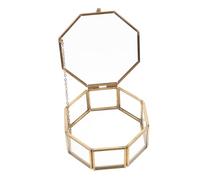 GGYTMQL Accesorios para niñas Almacenamiento de Joyas de aleación Collar de Arete del Soporte de la baratijas de la Caja de Vidrio Octogonal