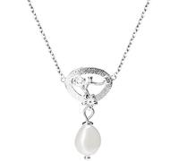 GGYTMQL Accesorios Vintage S925 Collar para Mujeres Cadena de clavícula Ventana geométrica Rama de Flor Pearl Fringe a Mano Hanfu Hanfu Joya Colgante para Mujeres Collares de Colgantes Regalo