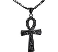 GGYTMQL Accessories - Collar de amuleto vintage de plata de ley 925 para mujer, colgante antiguo, joyería egipcia para hombre, collar egipcio para Halloween, Only Pendant A Ankh Necklace