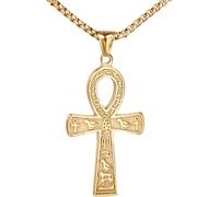 GGYTMQL Accessories - Collar de amuleto vintage de plata de ley 925 para mujer, colgante antiguo, joyería egipcia para hombre, collar egipcio para Halloween, Only Pendant A Ankh Necklace