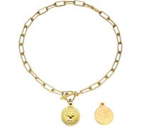 GGYTMQL Accessories - Collar de plata de ley 925 para mujer, collar vintage con colgante de sol, cadena larga con colgante de moneda de estrella de sol, cadena gruesa punk, A, A