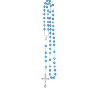 GGYTMQL Accessories - Collar de rosario religioso de plata de ley 925 para mujeres y hombres, 1 colgante de rosario de cruz católica, collar religioso de cuentas de cristal redondo, colgante de cruz