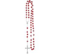 GGYTMQL Accessories - Collar de rosario religioso de plata de ley 925 para mujeres y hombres, 1 colgante de rosario de cruz católica, collar religioso de cuentas de cristal redondo, colgante de cruz