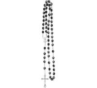 GGYTMQL Accessories - Collar de rosario religioso de plata de ley 925 para mujeres y hombres, 1 colgante de rosario de cruz católica, collar religioso de cuentas de cristal redondo, colgante de cruz