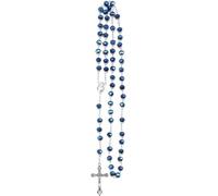 GGYTMQL Accessories - Collar de rosario religioso de plata de ley 925 para mujeres y hombres, 1 colgante de rosario de cruz católica, collar religioso de cuentas de cristal redondo, colgante de cruz