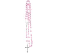 GGYTMQL Accessories - Collar de rosario religioso de plata de ley 925 para mujeres y hombres, 1 colgante de rosario de cruz católica, collar religioso de cuentas de cristal redondo, colgante de cruz