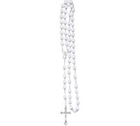 GGYTMQL Accessories - Collar de rosario religioso de plata de ley 925 para mujeres y hombres, 1 colgante de rosario de cruz católica, collar religioso de cuentas de cristal redondo, colgante de cruz