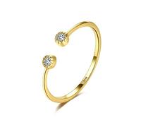 GGYTMQL Anillo ajustable de 14k aniversario chapado en metal para mujeres: anillo de dedo abierto ajustable de circón con incrustaciones, anillo de pulgar de cola de junta apilable