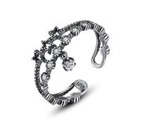 GGYTMQL Anillo ajustable de mujeres: doble capa de estrella con anillo de dedos abiertos de puño colgante, anillo de diamantes simulado de aniversario, joyas para mujeres de niñas