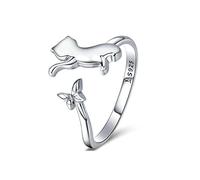 GGYTMQL Anillo ajustable para mujeres Butterfly Tail Animal Cat Rings Hecho a mano de dedo abierto con el dedo abierto Girls Fiesta de regalo de cumpleaños Joyería