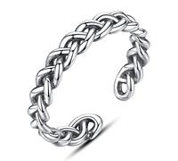 GGYTMQL Anillo ajustable tejido de estilo - anillo de dedo abierto en forma de giro en forma de círculo simple, anillo de cola apilable angustiado, regalos baratos para mujeres chicas