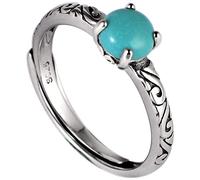 GGYTMQL Anillo de ajuste de mujeres, S925 Patrón vintage con incrustación Turquoise Novedse Open Finger Anillo para la fiesta de cumpleaños de la boda