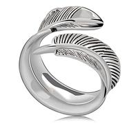 GGYTMQL Anillo de ajuste de mujeres, S925 personalidad de plumas vintage novedoso anillo de dedo abierto para la fiesta de cumpleaños de la boda joyas
