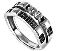 GGYTMQL Anillo de ajuste de mujeres, S925 Vintage Tipo de doble cadena novedosa anillo de dedo abierto para la fiesta de cumpleaños de la boda
