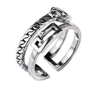 GGYTMQL Anillo de Ajuste de Mujeres, S925 Vintage Woven Cadena Hollow Novelidad Anillo de Dedo para la Fiesta de cumpleaños para la Boda Joyería