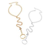 GGYTMQL Anillo DE Anilla DE SERVA 2 PCS Anillas Anillas DE Cadena Ajustable Anillas para Las Mujeres Boho Boho Joyas Parejas y Amigos Accesorio de Dedo único