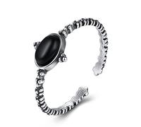 GGYTMQL Anillo de aniversario de la mujer - Anillo de dedo abierta ajustable apilable en obsidiana vintage, anillo articular tallado a mano, festival gif