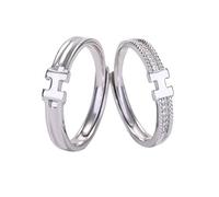 GGYTMQL Anillo de dedo abierta de metal esterlina 925 anillo de metal esterlina pareja japonesa pareja personalidad hetera de letras h regalos para anillo de amantes, abertura ajustable (anillo abre