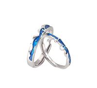 GGYTMQL Anillo de Dedo Abierta de Metal esterling S925 Sterling Metal Pareja Regalos para el Anillo de Amantes, Abertura Ajustable