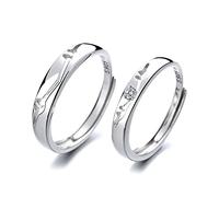 GGYTMQL Anillo de Dedo Abierto de Metal esterleteo S925 Sterling Metal Pareja Anillo Simple Little Elk Angly Fashion Jewelry Regalos para el Anillo de Amantes, Abertura Ajustable