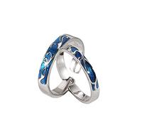 GGYTMQL Anillo de Dedo Abierto de Metal esterleteo S925 Sterling Metal Pareja Cinger Azul Epoxy Fashion Fashion Moda y Mujer Regalos de Anillo para Anillo de Amantes, Abertura Ajustable