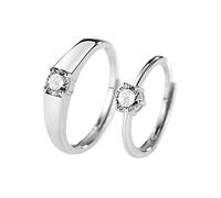 GGYTMQL Anillo de Dedo Abierto de Metal esterlina S925 Anillos de Pareja de Parejas Anillos de Boda de Diamantes Plametalum de Diamante de los Hombres.